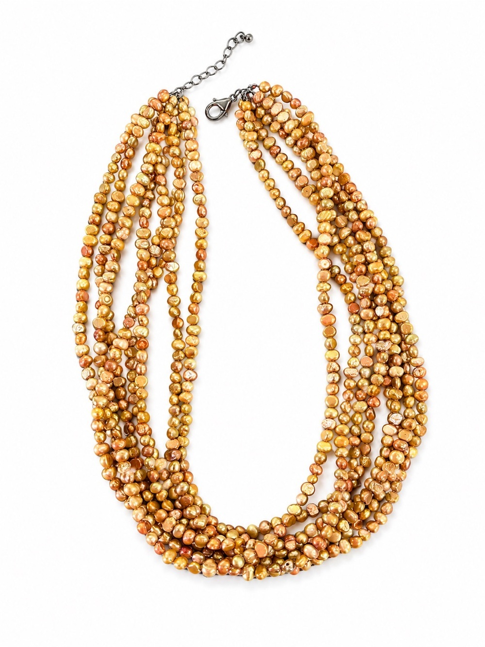 Silpada Multi-Strand Golden and Copper Pearl Necklace
